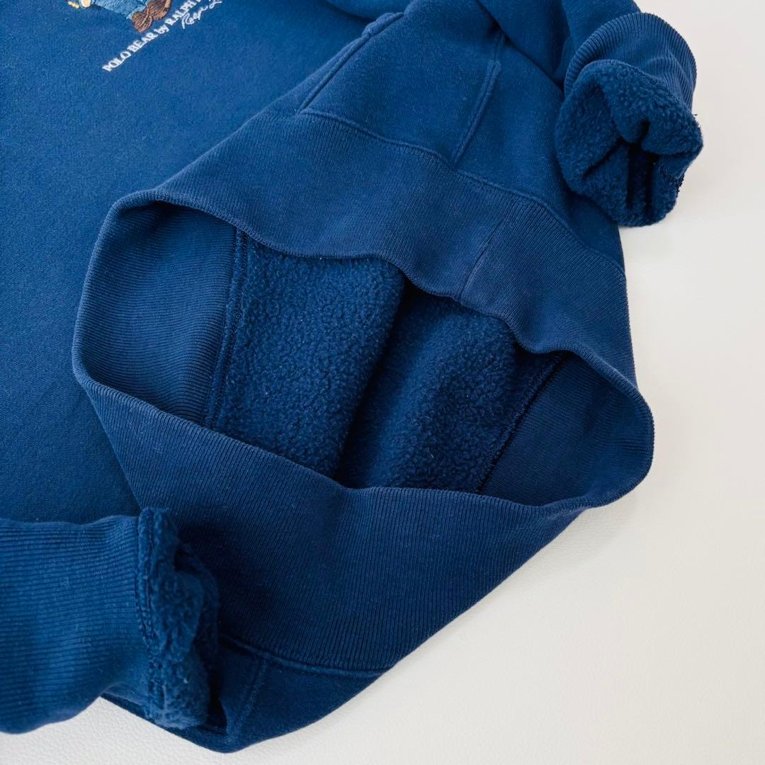 POLOラルフローレン　ポロベア＆ロゴ刺繍スウェットパーカー　ネイビー　M相当