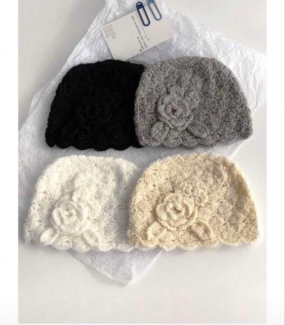 SHEIN フラワーニット帽