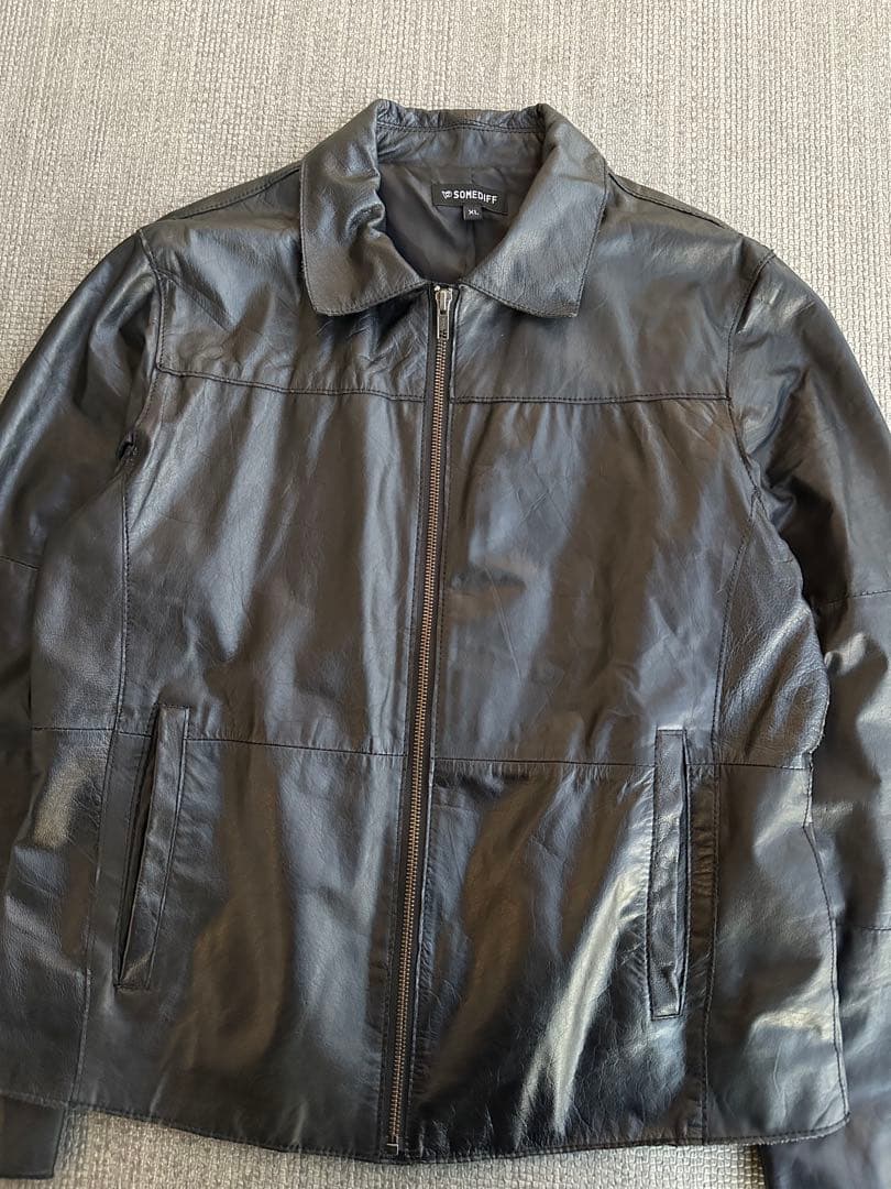 ジャケット・アウター real leather zip up jacket