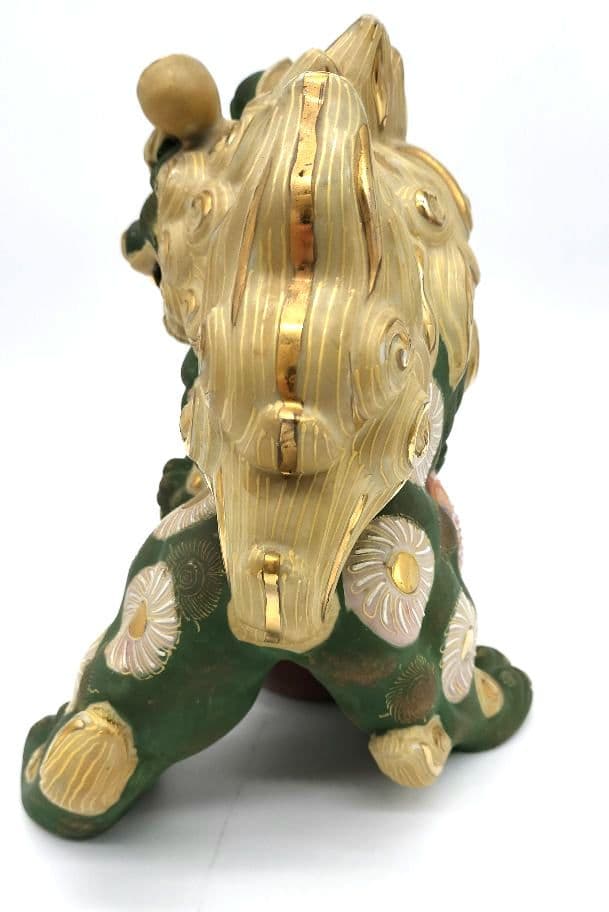 九谷焼 八幡窯 狛犬 獅子 須栄義作 ビンテージ置物