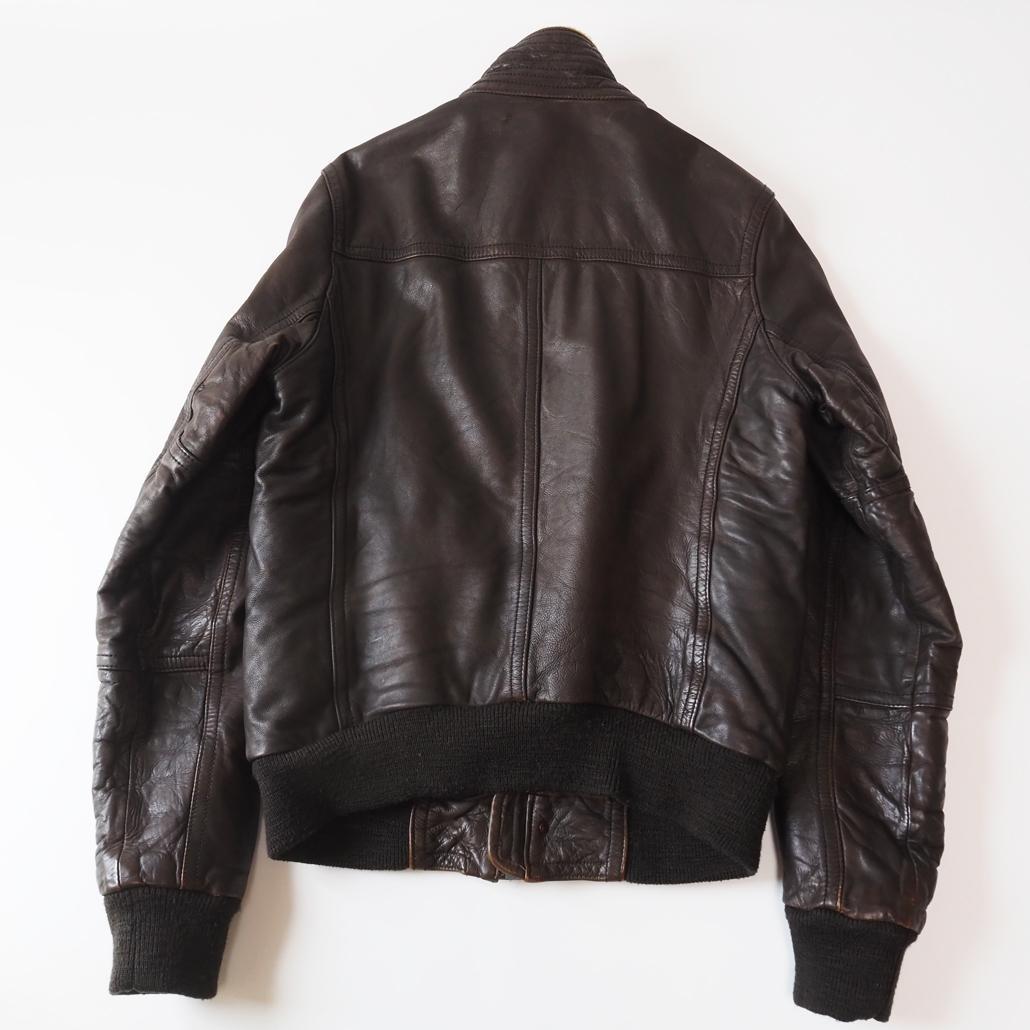 Abercrombie&Fitch G-1ムートン襟レザーフライトジャケット M