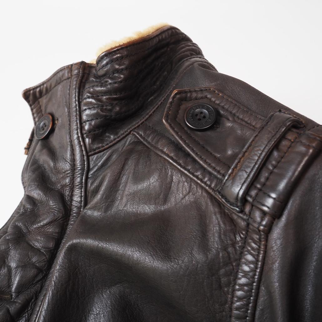 Abercrombie&Fitch G-1ムートン襟レザーフライトジャケット M