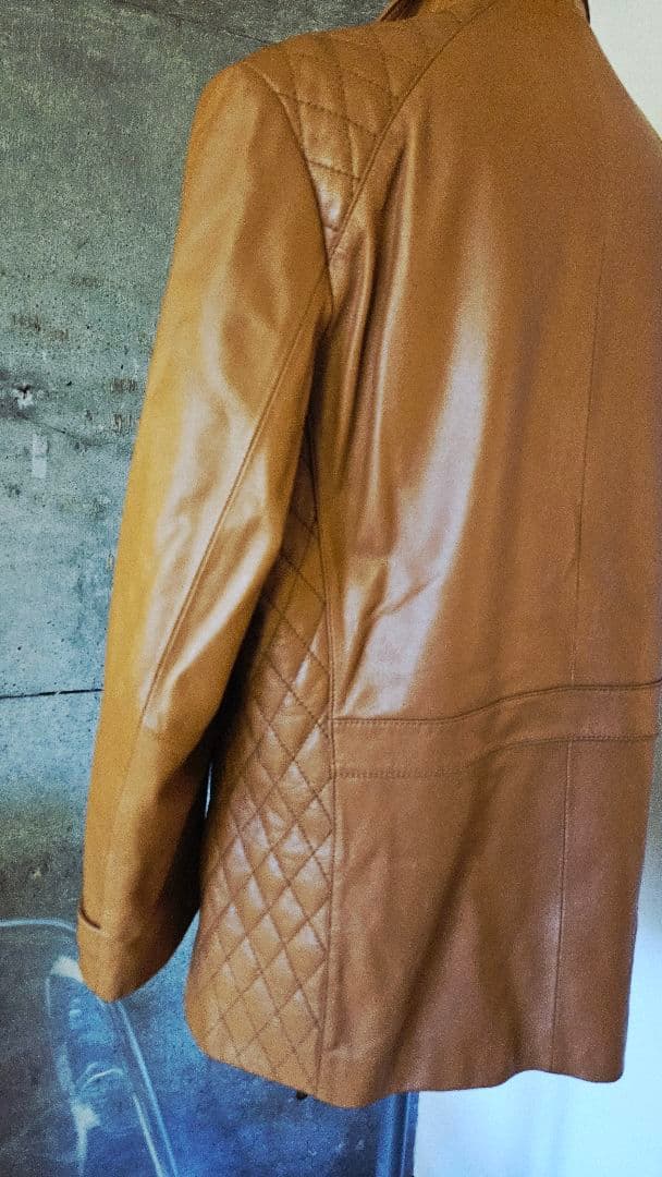 お洒落ステッチFIDAT ブラウンレザー ジャケット