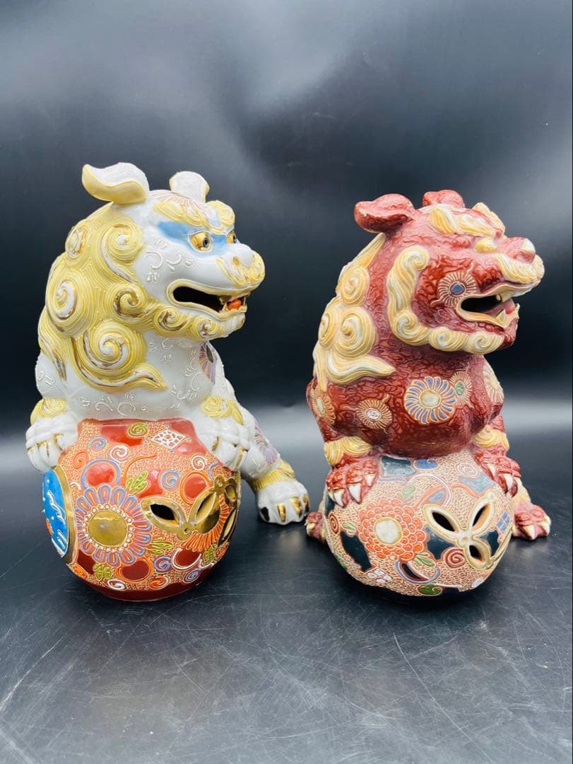 ぱとらっしゅ 【九谷焼】球獅子 縁起物　魔除け獅子 2体セット