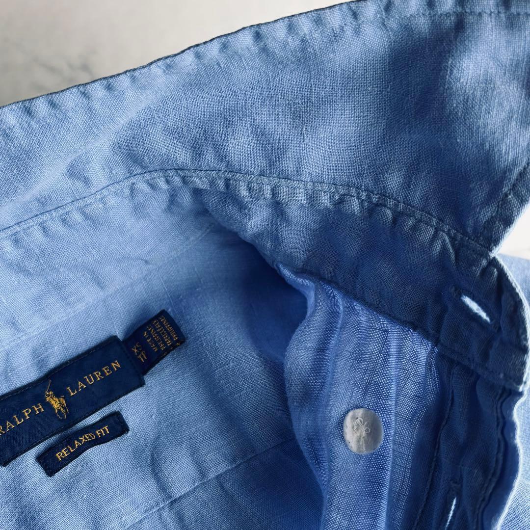RALPH LAUREN リラックスフィット シャツ ポニー刺繍 リネン