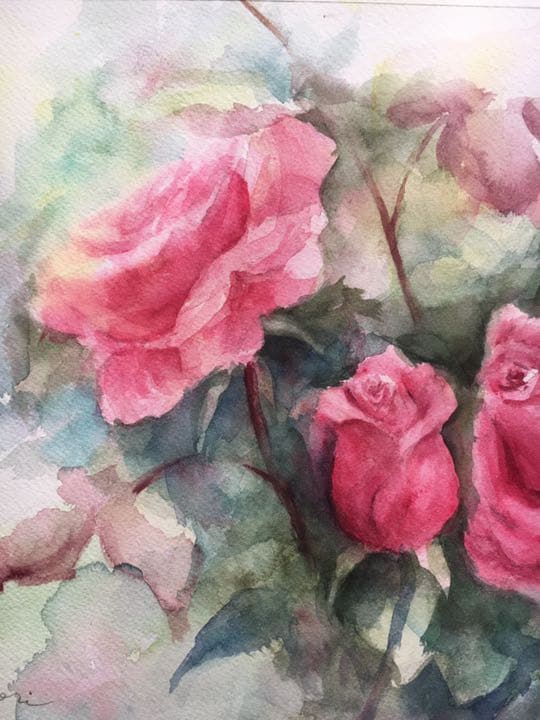 水彩画原画薔薇の絵ローズ