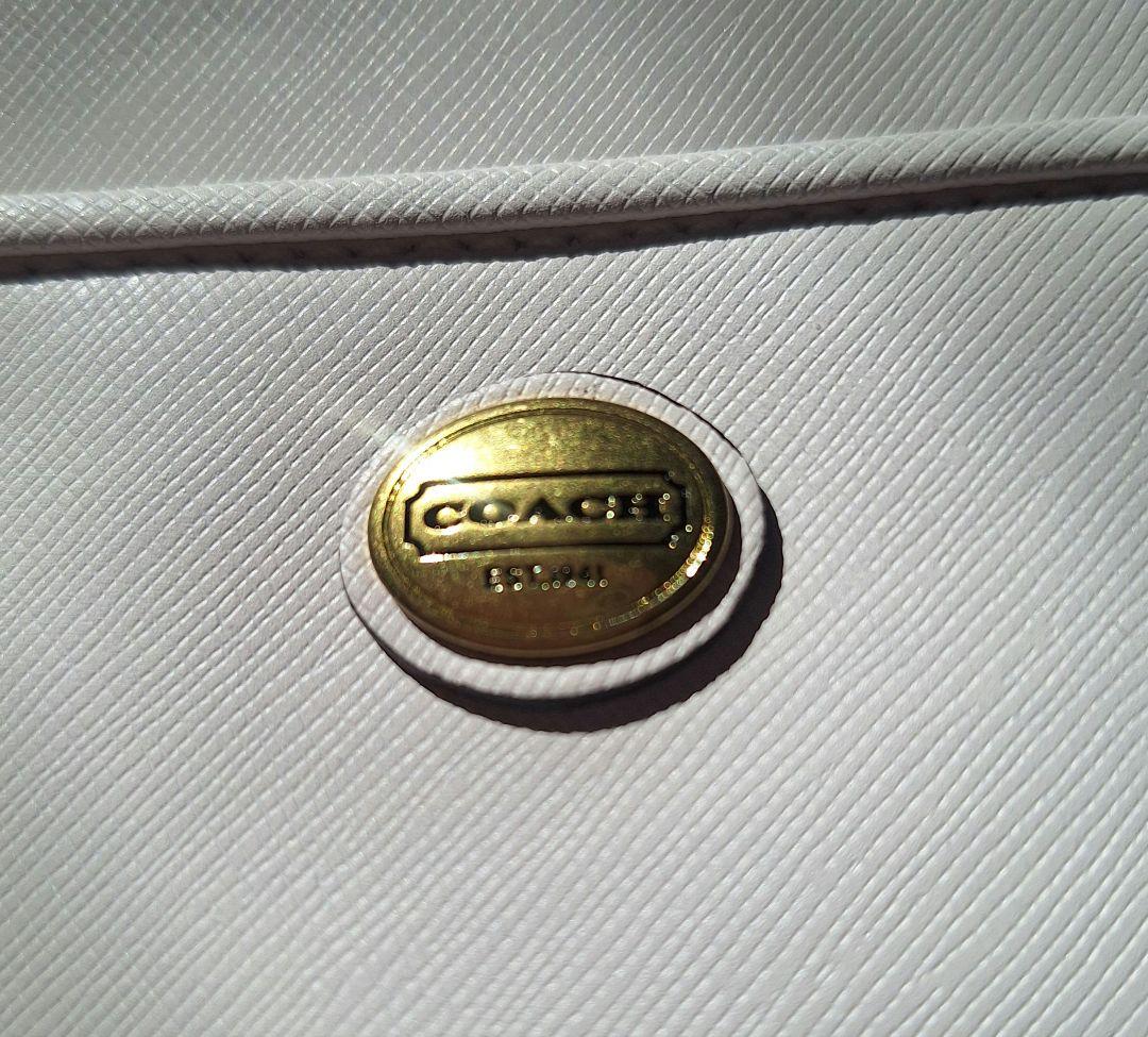COACH 2way bag　白 ショルダーストラップ付き