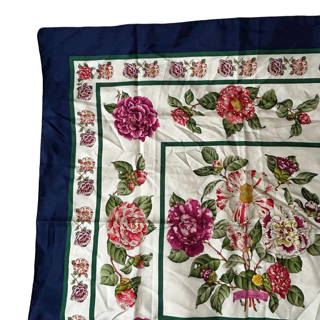 ♥️GUCCIグッチ シルクスカーフ Le Camelie 花柄 大判 イタリア製