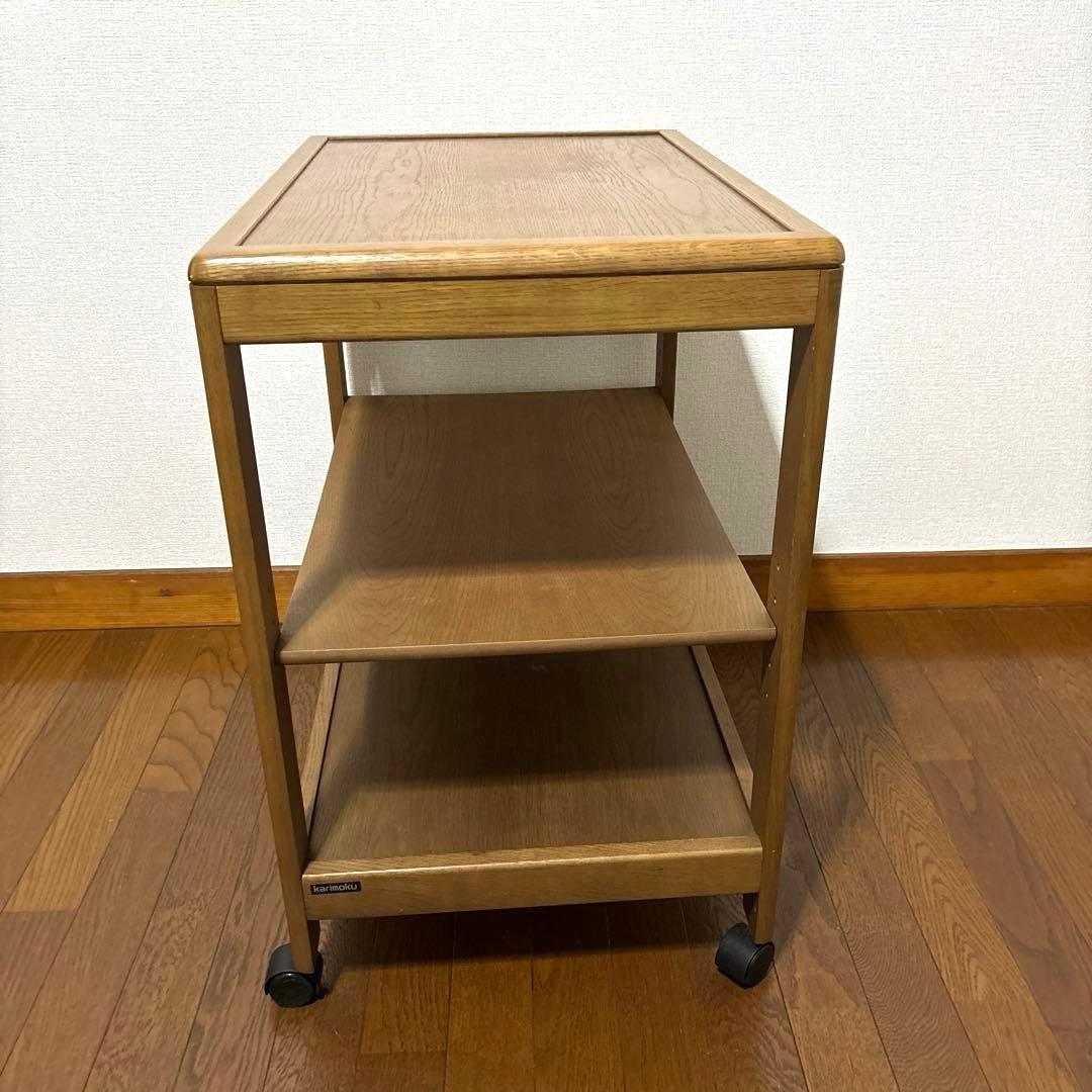 【良品】karimoku ワゴン キッチンワゴン オーク材