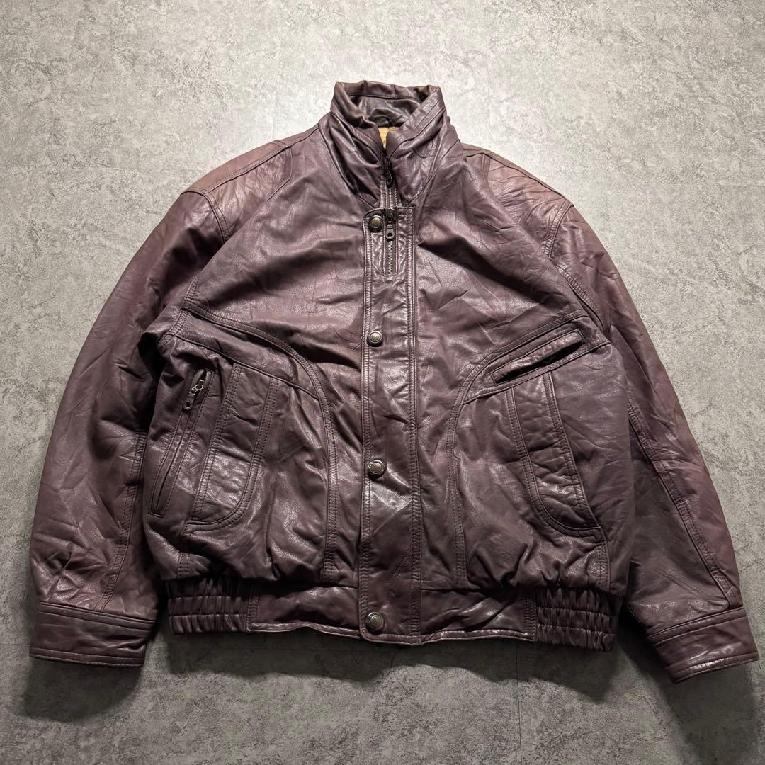 【90s vintage】racing bomber leather jkt