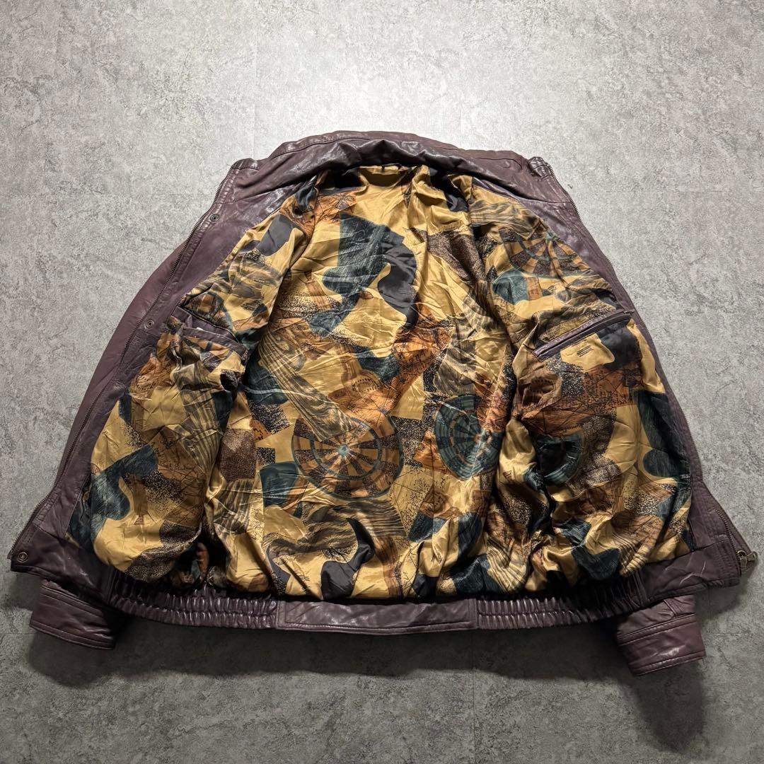【90s vintage】racing bomber leather jkt