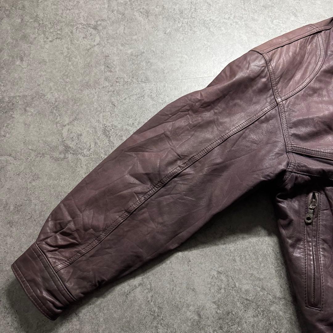 【90s vintage】racing bomber leather jkt