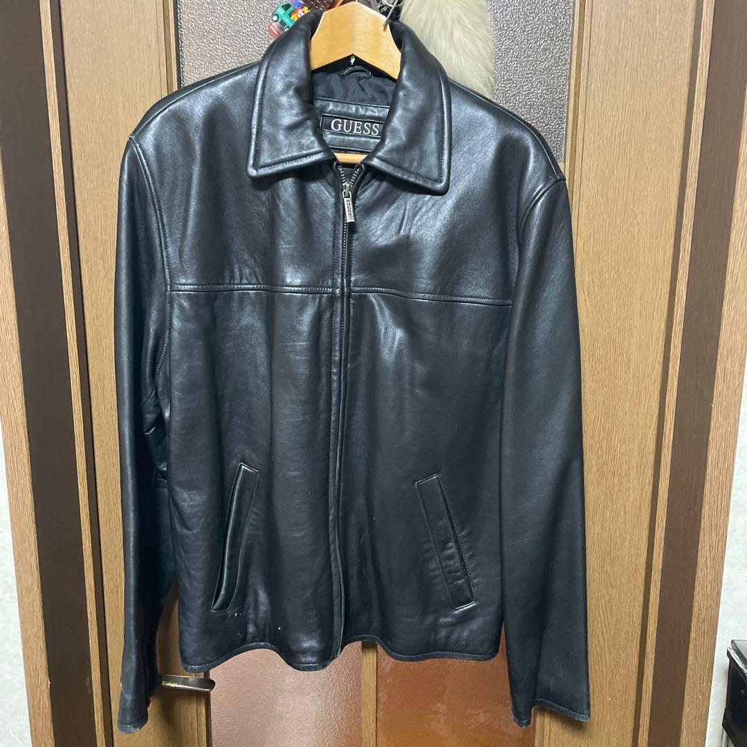 ゲス　本革シングルライダース　黒　M 羊革