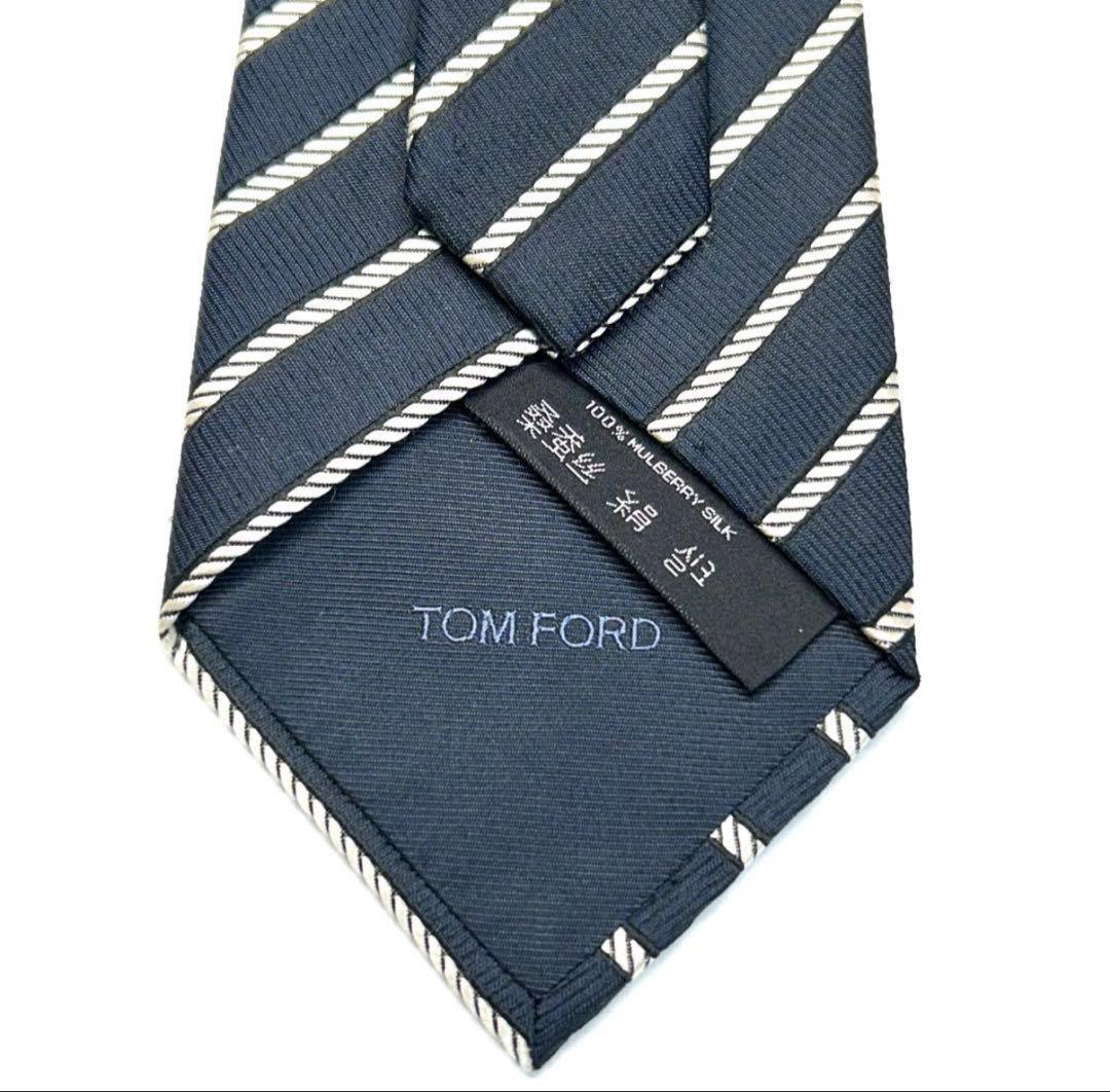 TOM FORD ネイビー ストライプ ネクタイ