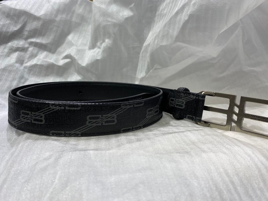 BALENCIAGA バレンシアガ BBバックル ベルト モノグラムレザー 90