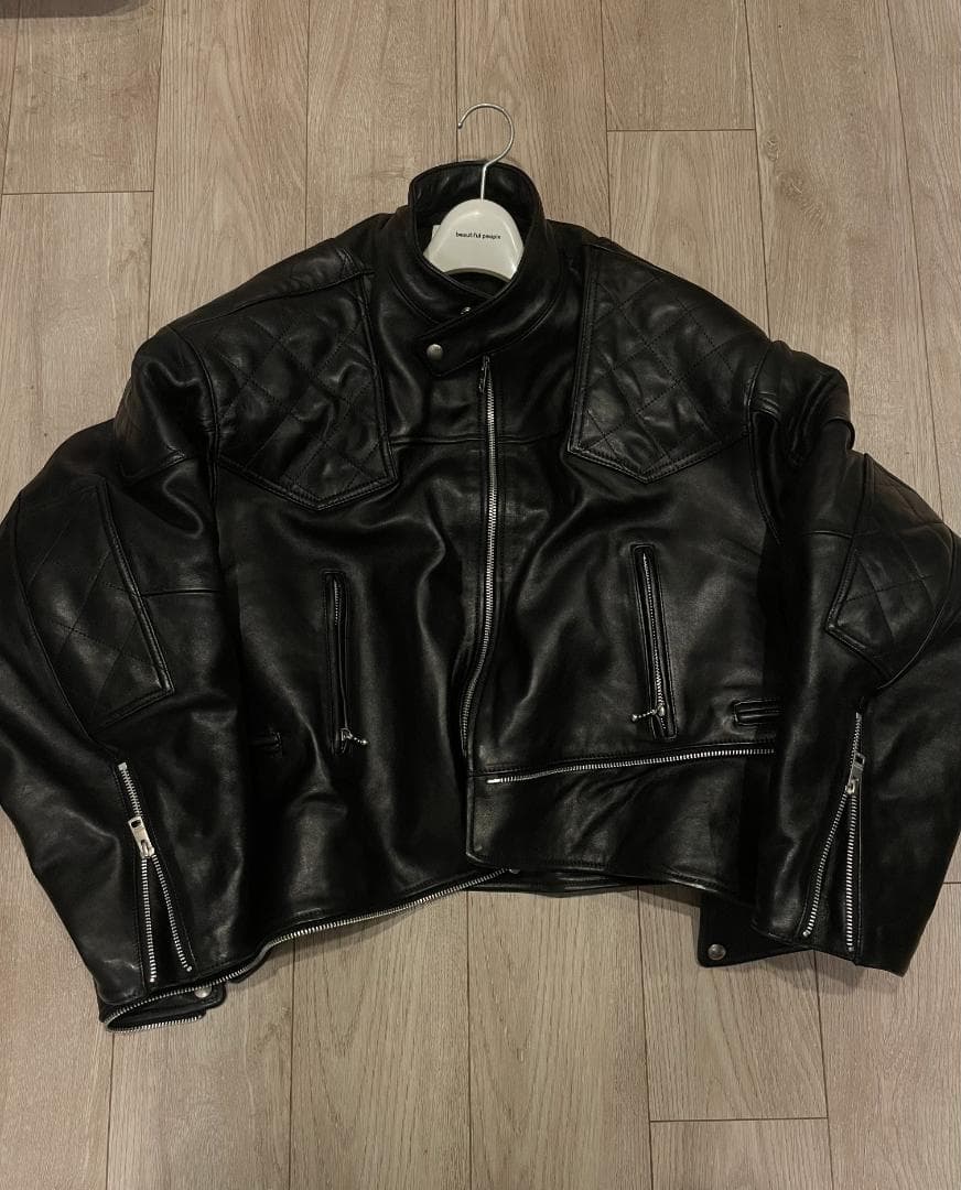 ほぼ未使用 ビューティフルピープル ダブルエンド ライダースジャケット 40 黒
