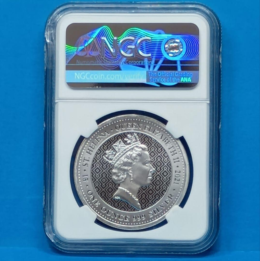 2021 セントヘレナ 女王の美徳 勝利の女神 1ポンド銀貨 NGC MS70