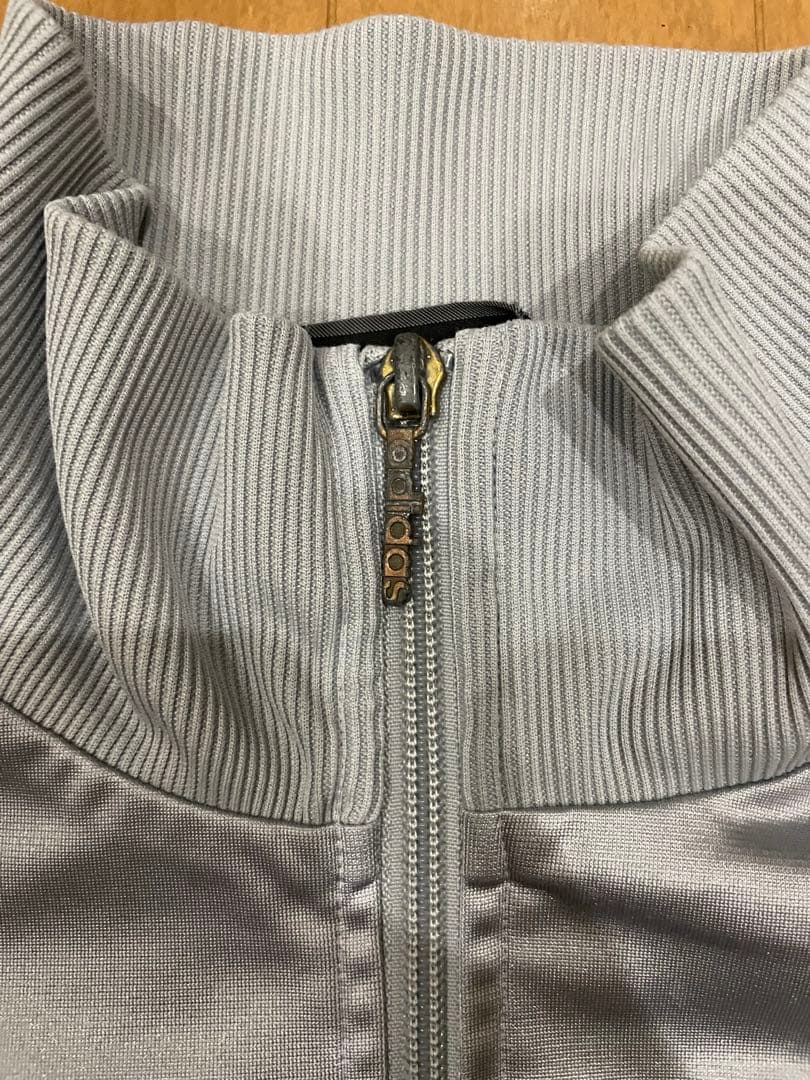 【希少】adidas トラックジャケット　シルバー×黒レザー　セットアップ　M