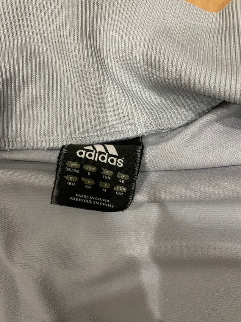 【希少】adidas トラックジャケット　シルバー×黒レザー　セットアップ　M