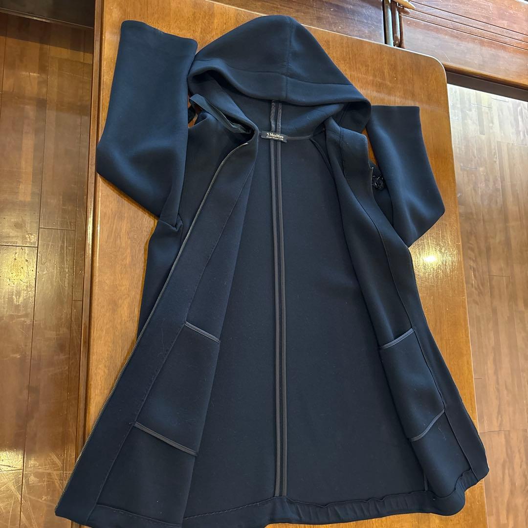 'S Max Mara フーディ ダブルフェイスビスコースコート ネイビー　M