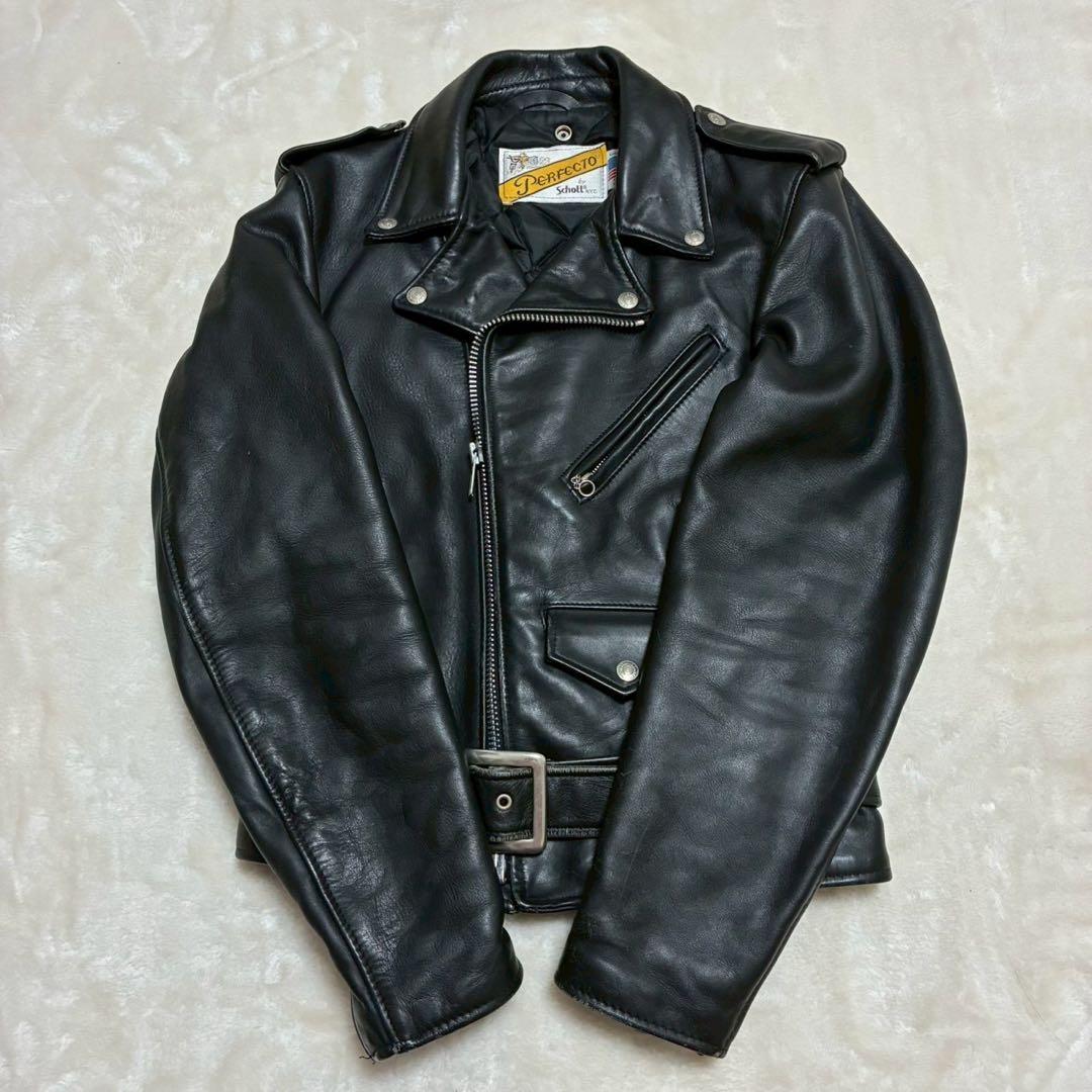 schott ショット　618 ダブルライダースジャケット　牛革　36 黒