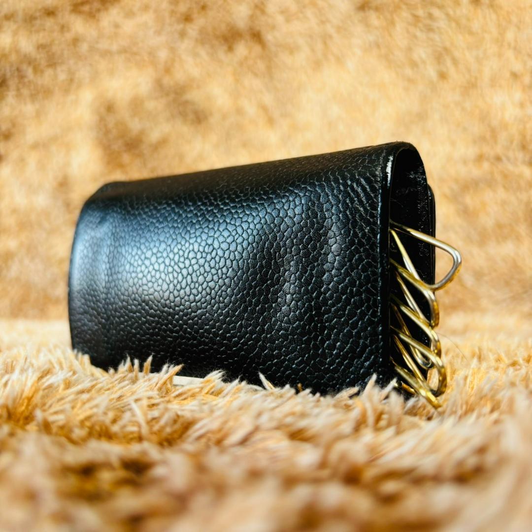 【美品】CHANEL 6連キーケース ブラック ココマーク　キャビアスキン