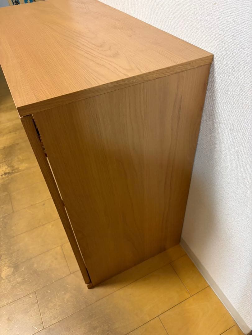 【美品】無印良品 木製キャビネット ガラス扉 オーク材突板 【送料込】