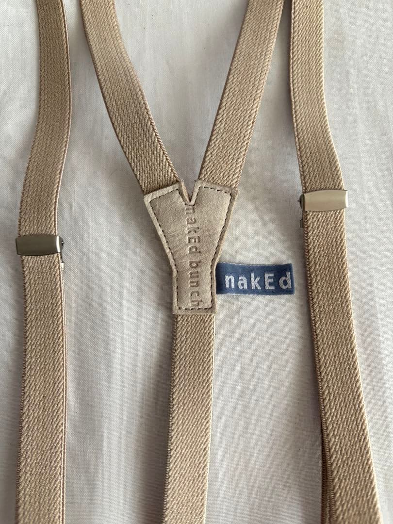 nakEd ベージュ クリップ式サスペンダー