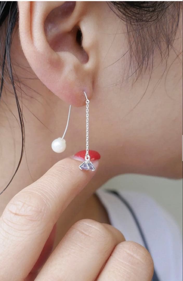 e.m. パール ストーン 片耳用ピアス