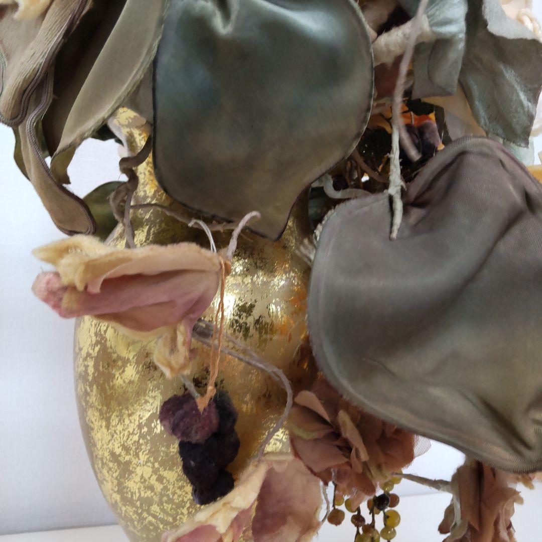 造花アレンジメント 花瓶　布花　染め花 　イエロー系