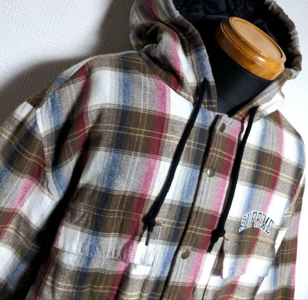 早い者勝ち✨Supreme hooded plaid パーカー 中綿ジャケット