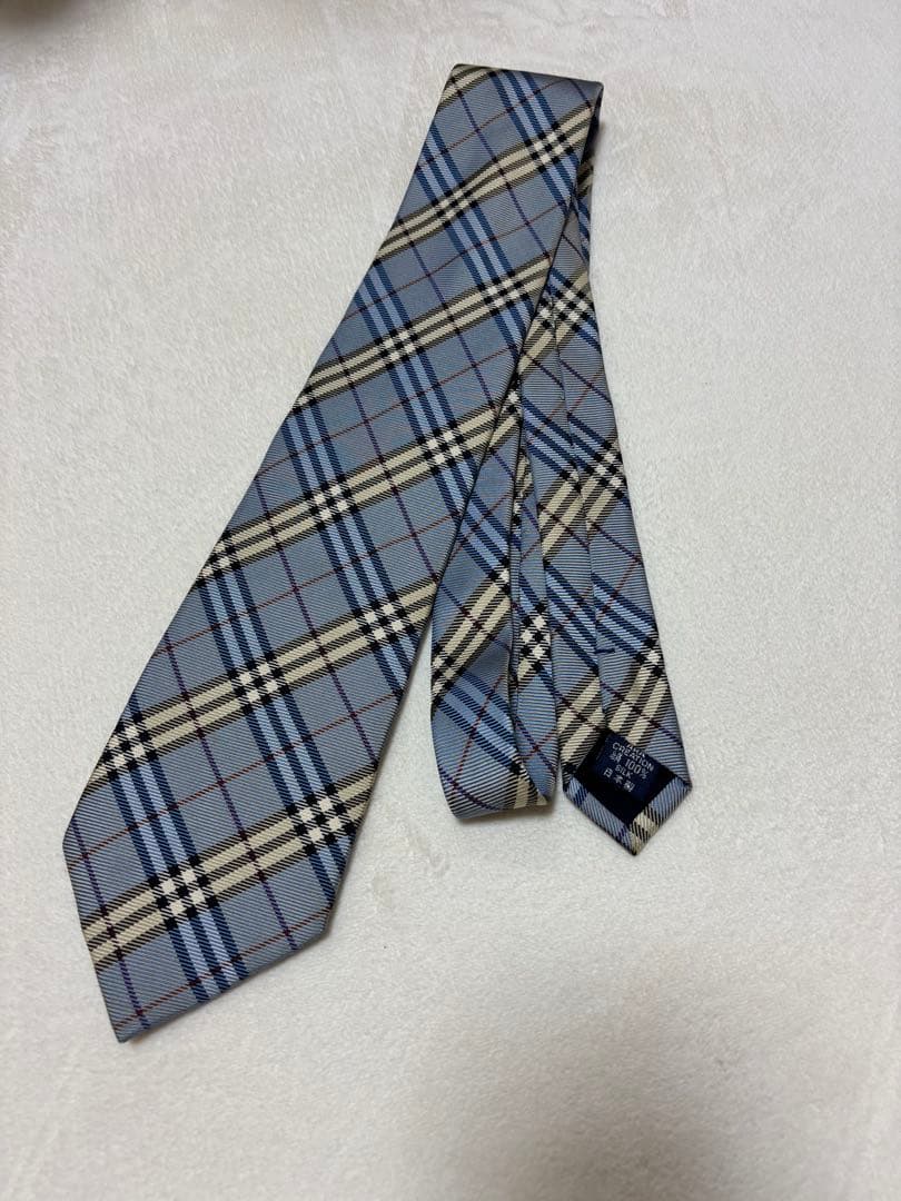 BURBERRY ノバチェック 総柄 ライトブルー ネクタイ