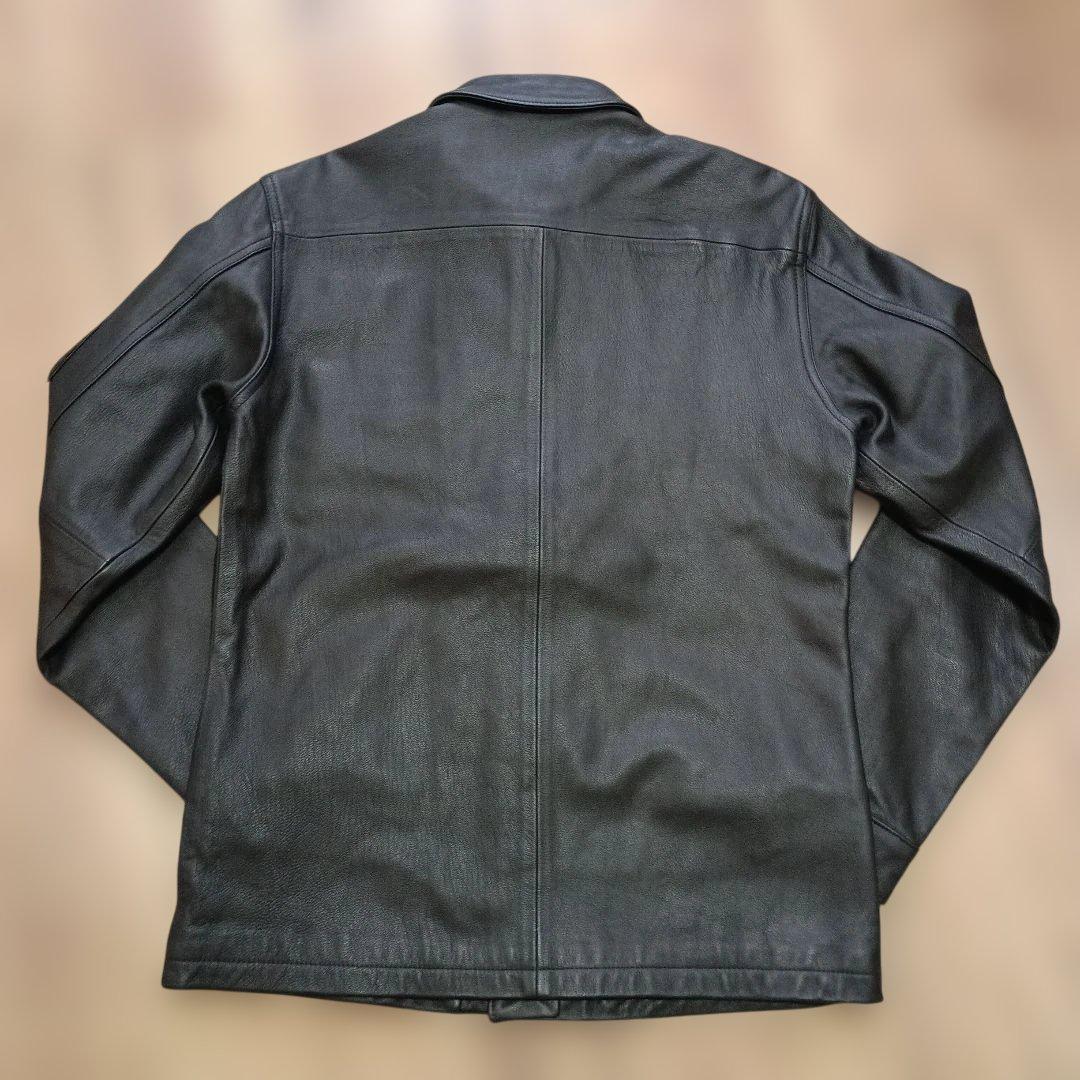 【美品】AVIREX シャツレザージャケット ブラック サイズL