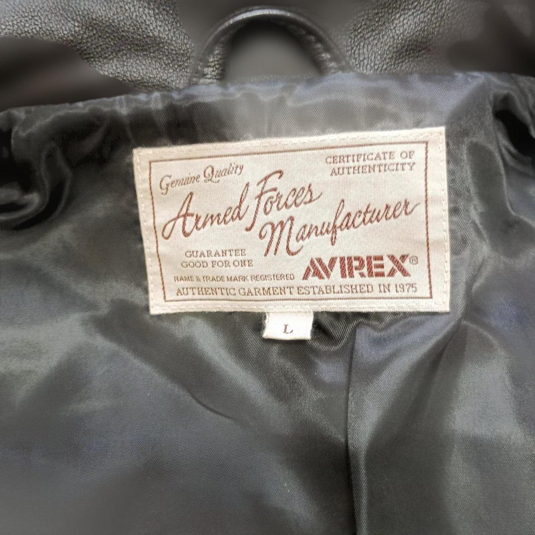 【美品】AVIREX シャツレザージャケット ブラック サイズL