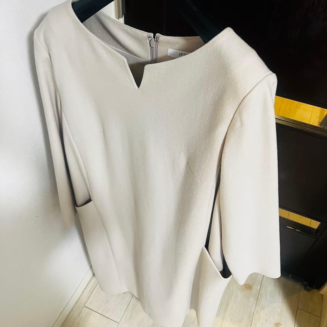 新品☆UNTITLED BIGポケットキーネックウールワンピース/セオリー、ロペ