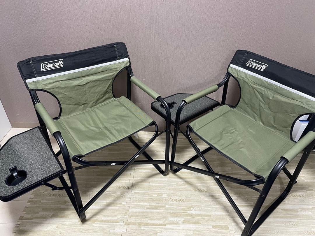 【送料無料】Coleman サイドテーブル付 デッキチェア 2個セット