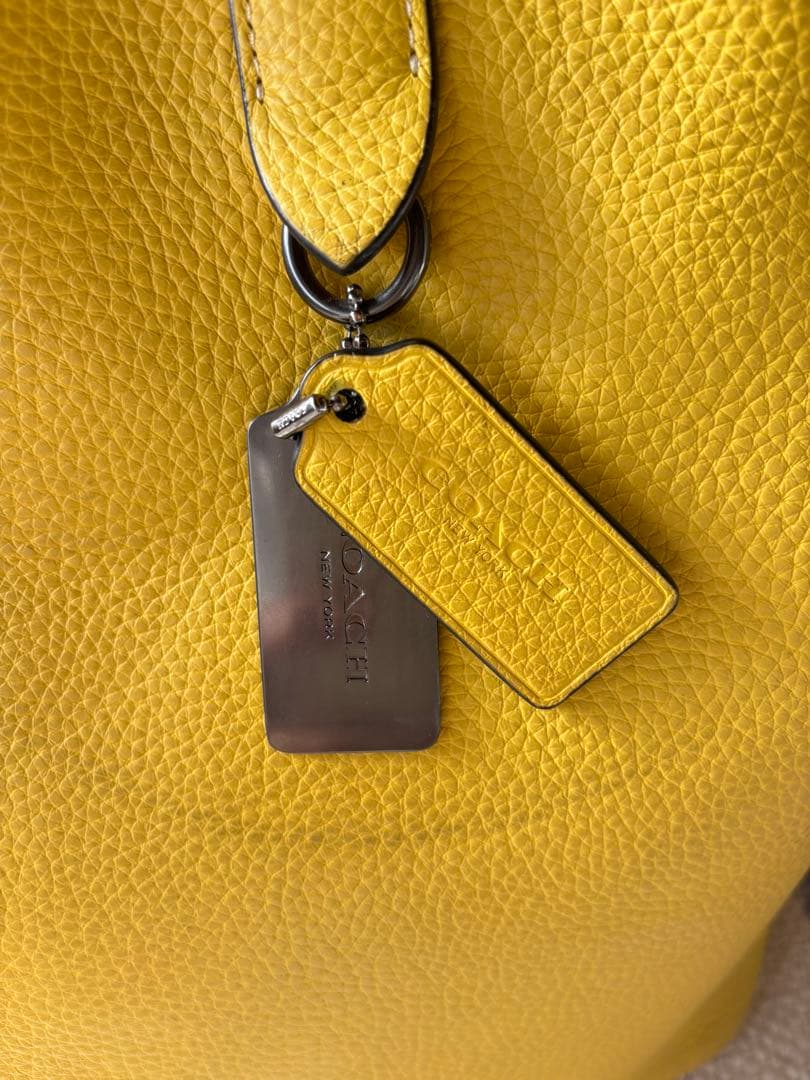 COACH コーチ レザートートバッグ メンズ イエロー A4収納可 保存袋付き