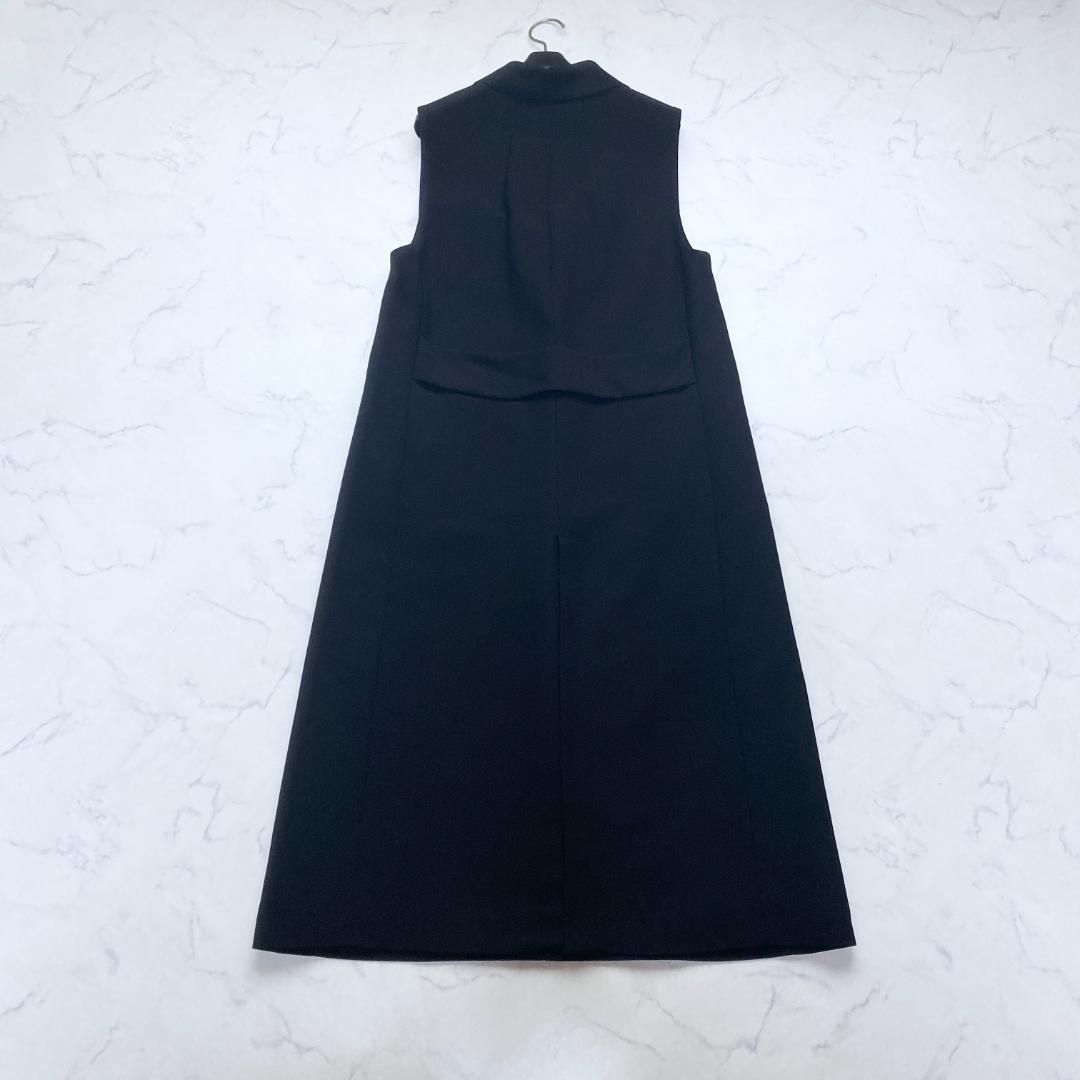 美品✨アドーア ADORE バックサテンクレープロングジレ 黒 38 ベスト
