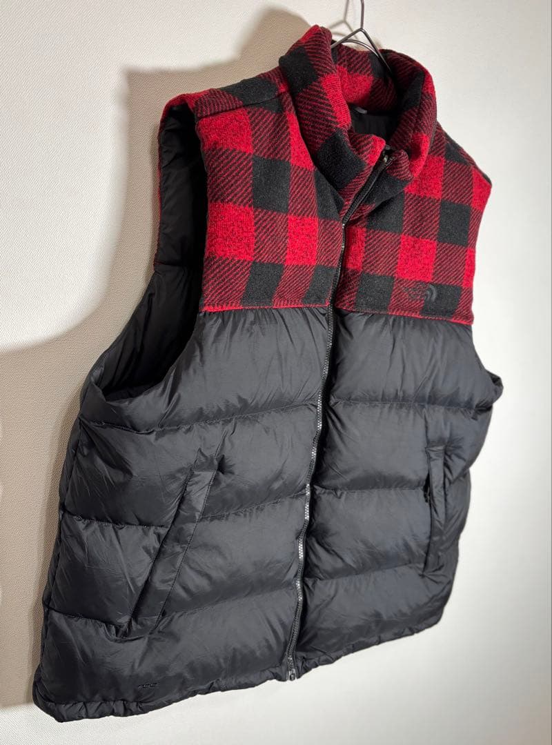 THE NORTH FACE 刺繍ロゴ チェック柄 700フィル　ダウンベスト