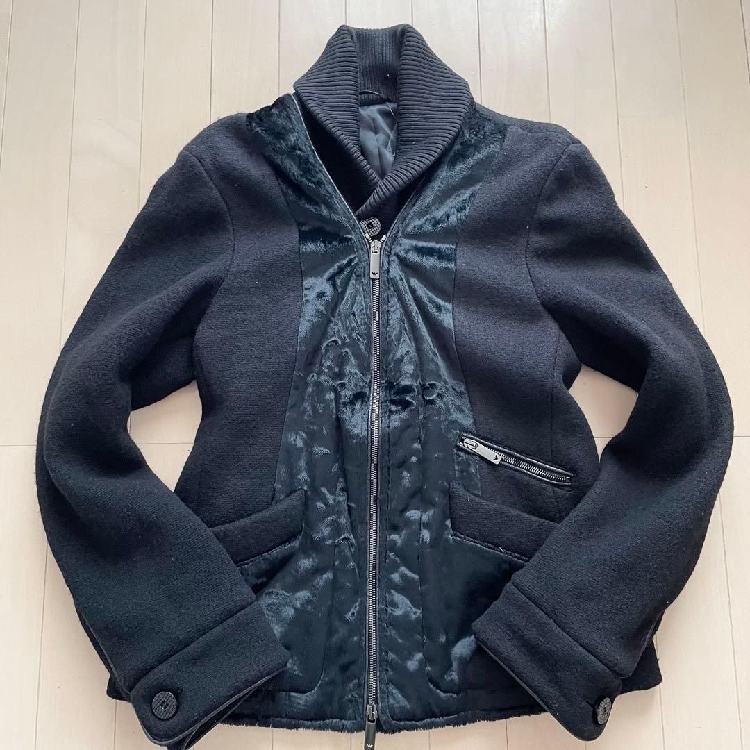 エンポリオアルマーニ【ラビットファー 美品】ニットファージャケット 黒 48 L