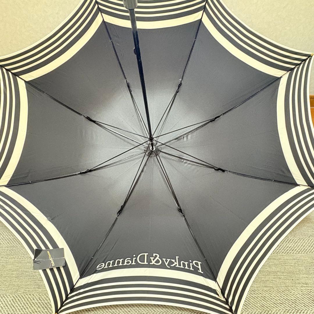 ピンキーアンドダイアン　オーロラ強力防水加工晴雨兼用長傘　ブラック×ホワイト