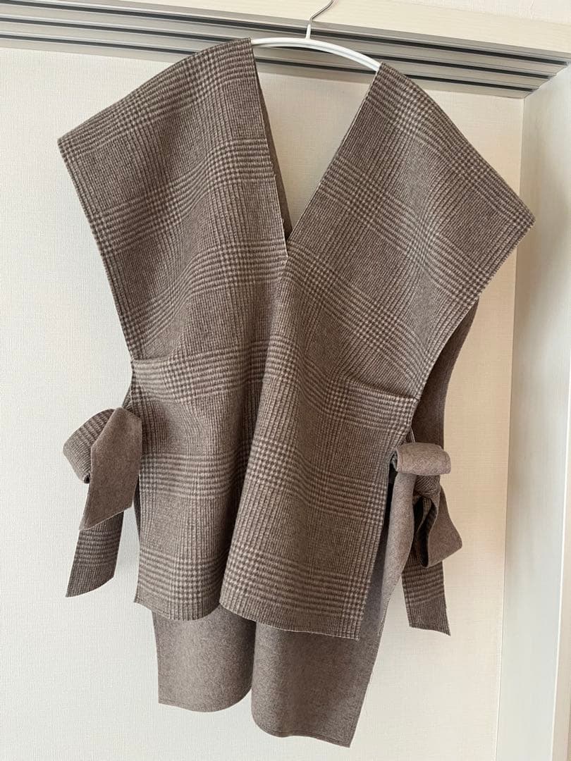 【美品】 yori ヨリ グレンチェック リバーシブルジレ