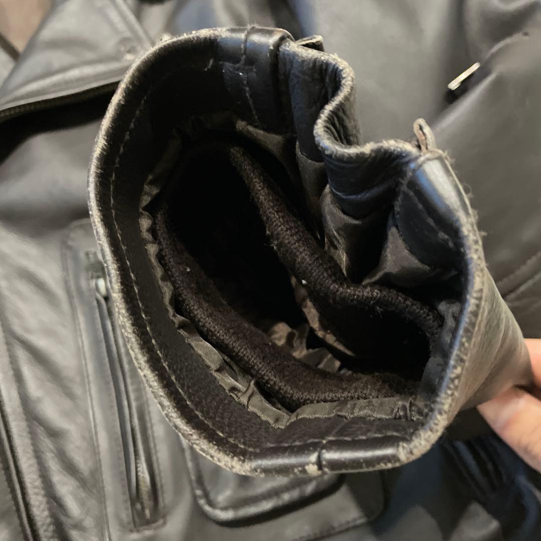 Liugoo Leathers 襟ボア Ｄポケット ダブルライダースジャケット
