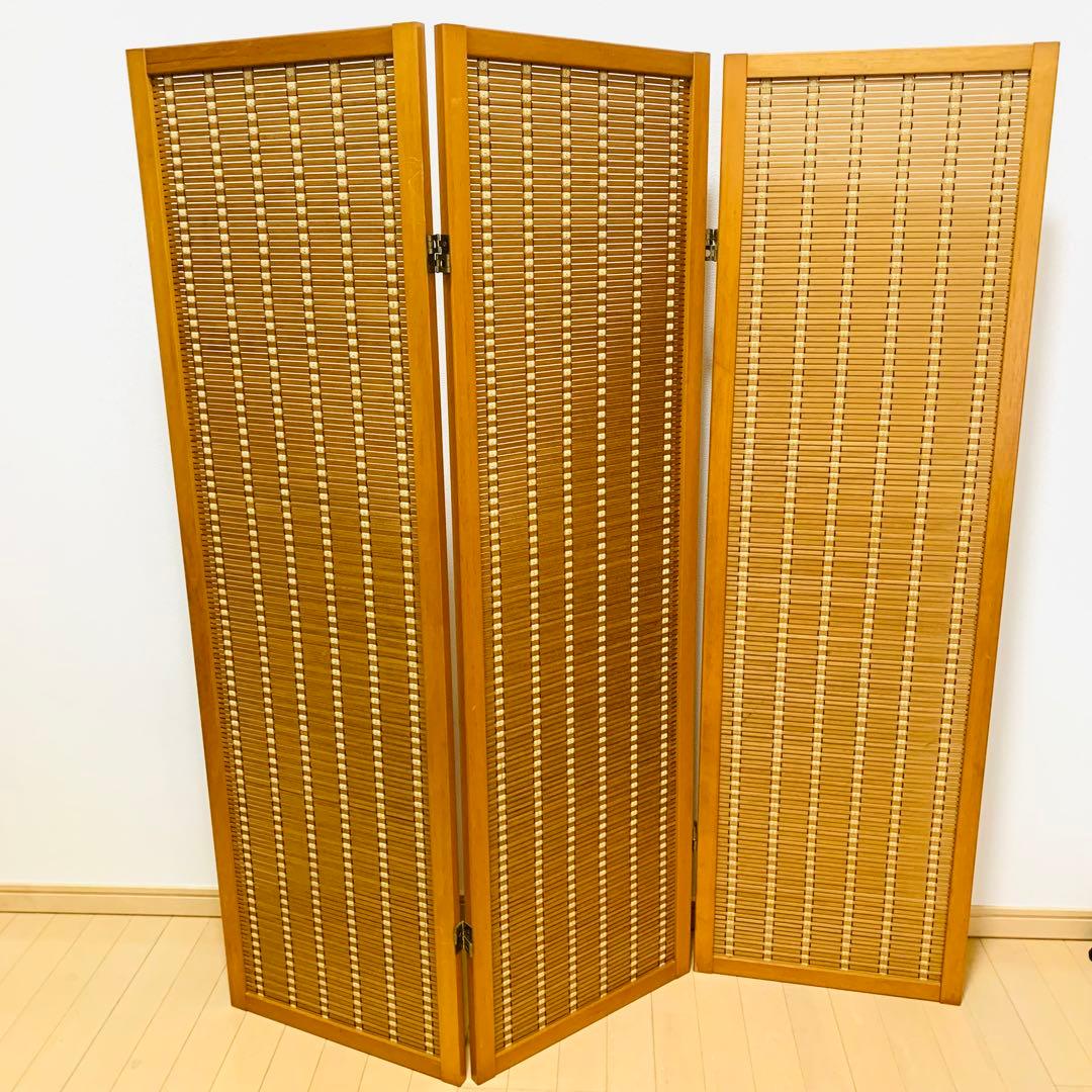 木製　パーテーション　3連　折りたたみ　衝立　間仕切り