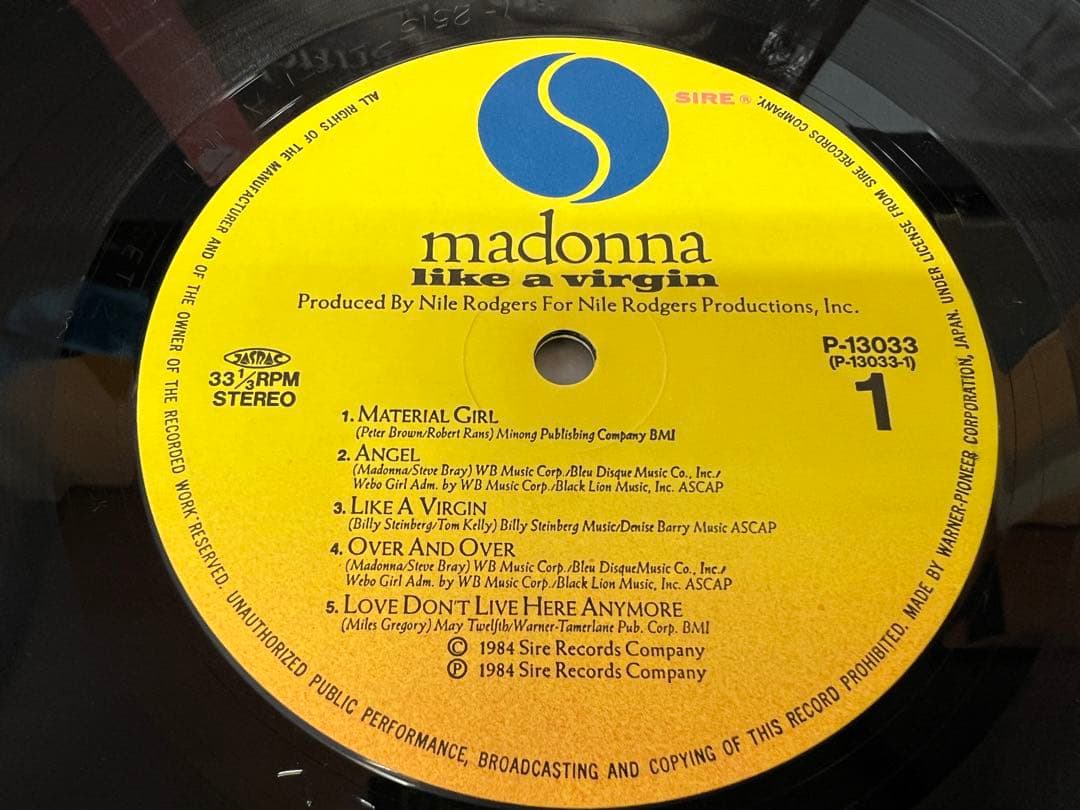 Madonna Like A Virgin 1984 LP洋楽　P-13033
