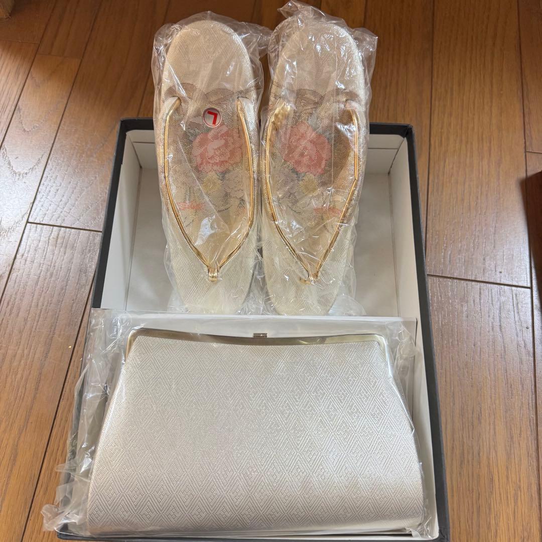 草履バッグセット　ゴールド　フォーマル　結婚式　着物　振袖　訪問着