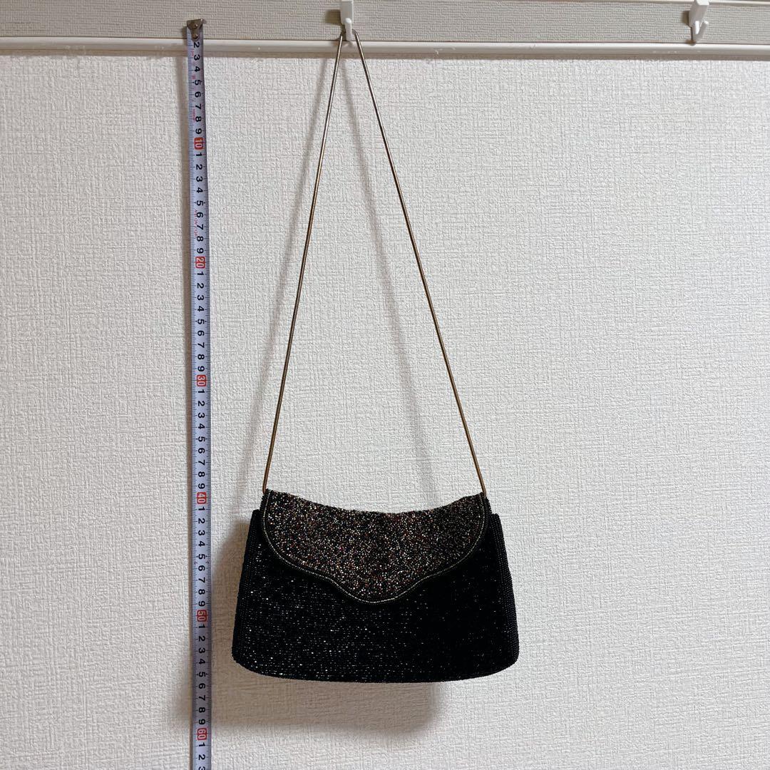 【極美品】LUMYはしもと　ビーズバッグ　ブラック×マルチカラー　パーティー