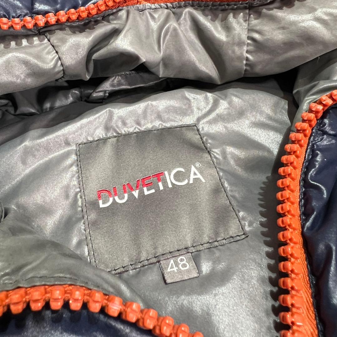 DUVETICA デュベティカフード付きダウンベスト 48 ネイビー/オレンジ