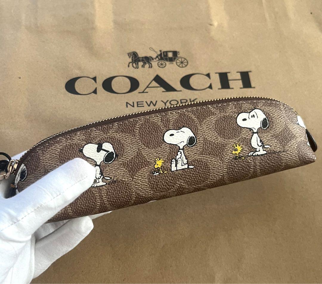 【新品未使用】COACH Snoopy コラボ ペンケースブラウン(スヌーピー)
