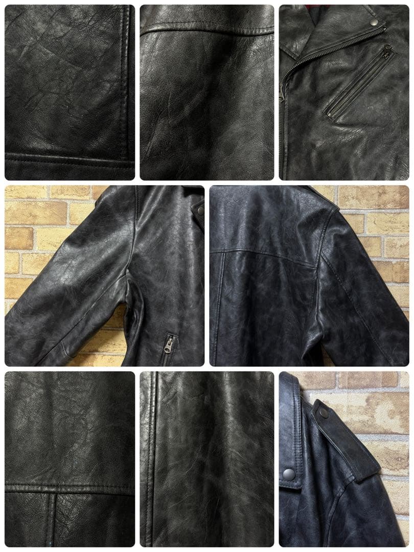 リーバイス　ダブルライダースジャケット　フェイクレザー　革ジャン　黒　XL.